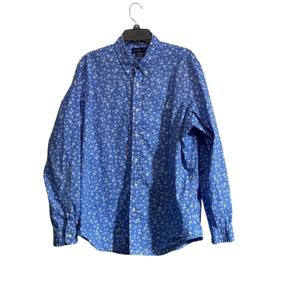 Ralph Lauren Classic fit Shirt XL Button Front Coastal Nautical All Over Print